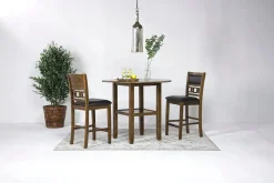 Gia Counter Height Extendable Round Dining Table & 2 Stools In Gray
