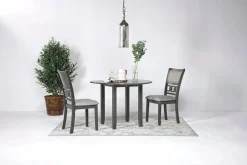 Gia Extendable Round Dining Table & 2 Chairs In Dark Brown