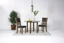 Gia Extendable Round Dining Table & 2 Chairs In Dark Brown