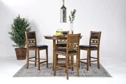 Gia Round Counter Height Dining Table & 4 Stools In Gray