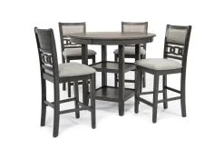 Gia Round Counter Height Dining Table & 4 Stools In Gray