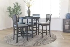 Gia Round Counter Height Dining Table & 4 Stools In Gray