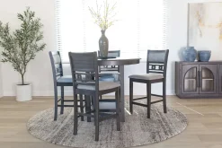 Gia Round Counter Height Dining Table & 4 Stools In Gray