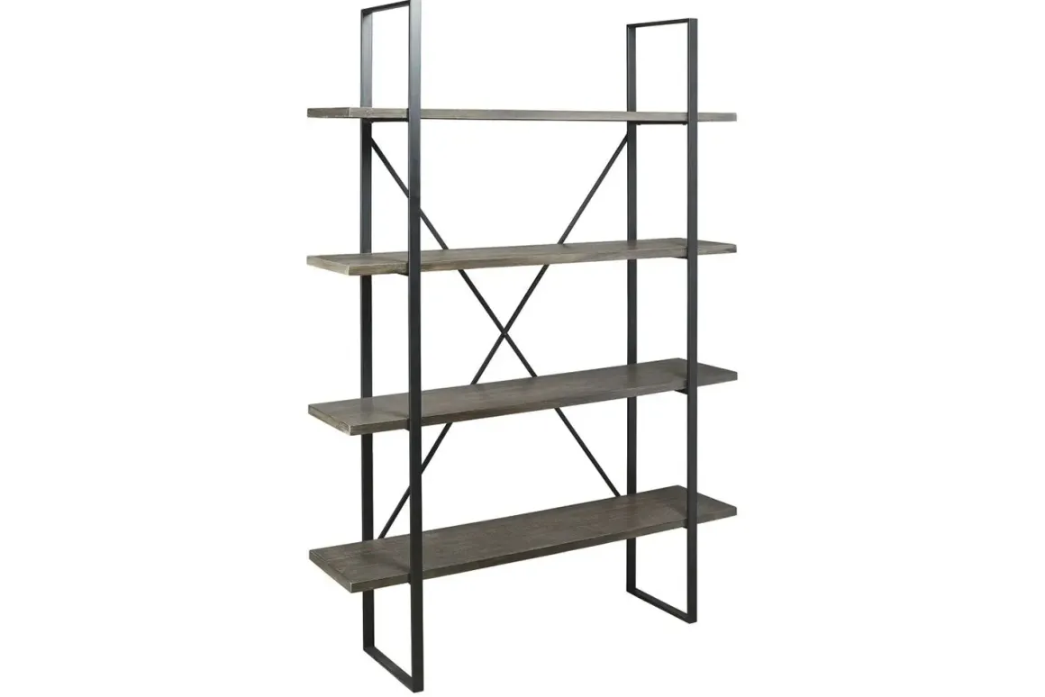 Gilesgrove Tall Bookcase In Black & Gray