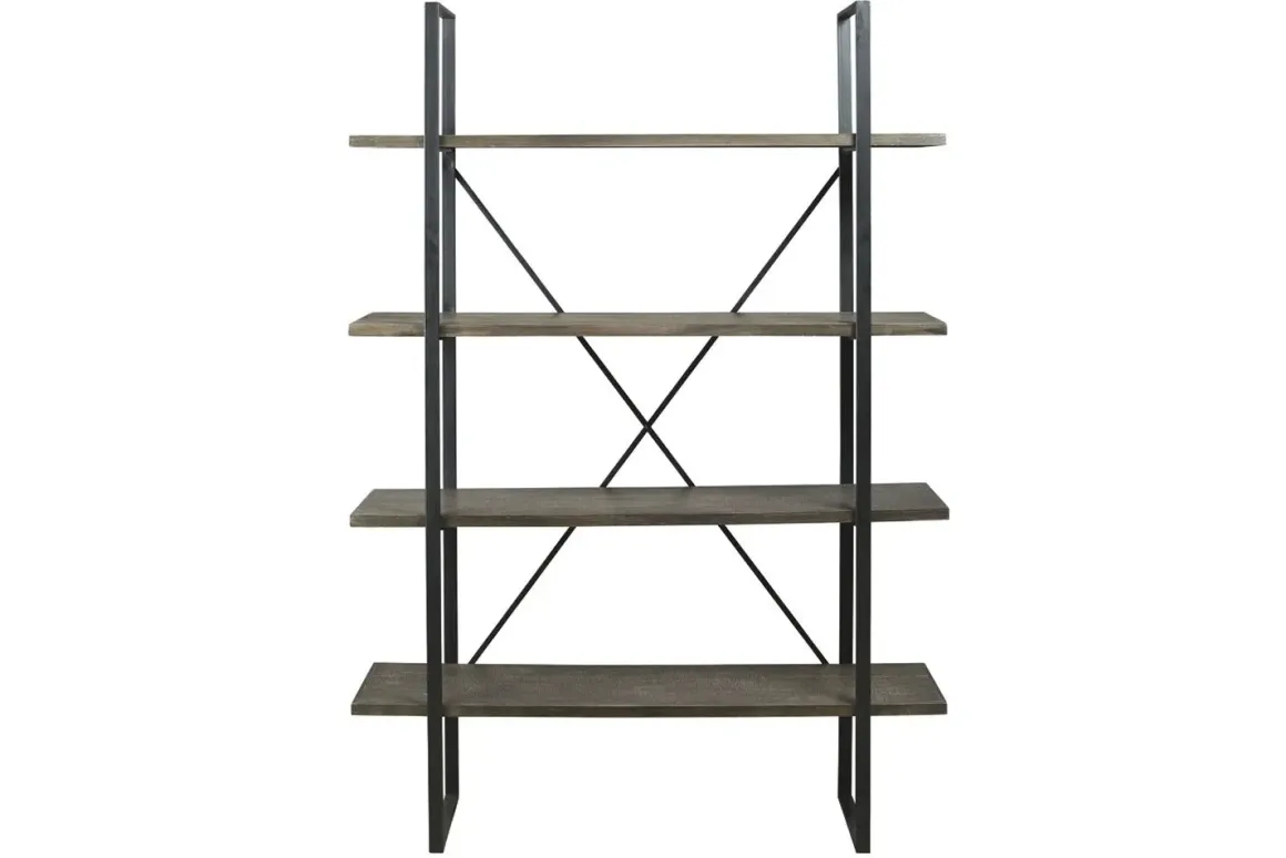 Gilesgrove Tall Bookcase In Black & Gray