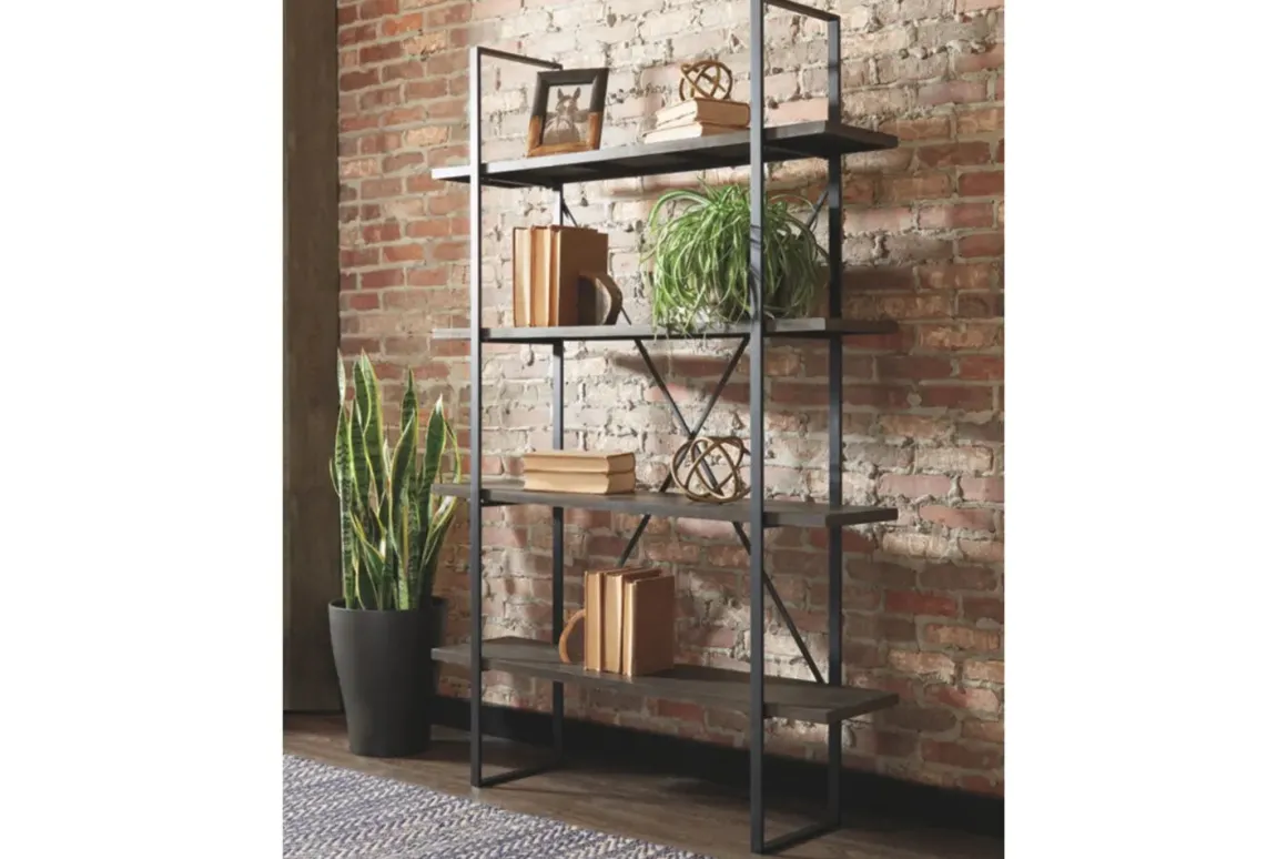 Gilesgrove Tall Bookcase In Black & Gray