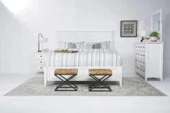 Grace Panel Bed, Dresser, Mirror & Nightstand In Snowfall, Full
