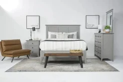 Grace Panel Bed, Dresser, Mirror & Nightstand In Snowfall, Full