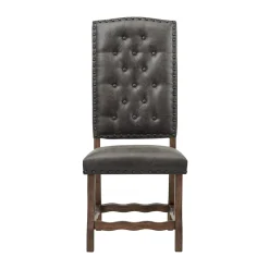 Gramercy Tufted Tall Back Side Chair In Walnut, Set Of 2