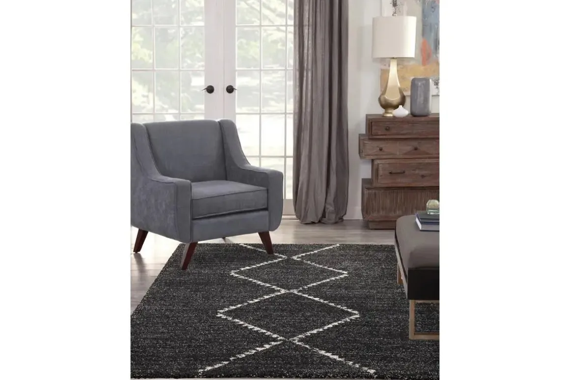 Granada Luna Rug In Diamond Black, 5’ X 8’