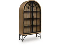 Gwenwhich Glass Door Chest In Natural Brown/Black