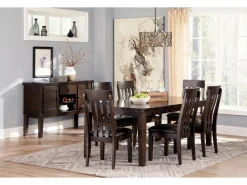 Haddigan Extendable Dining Table & 6 Chairs In Dark Brown