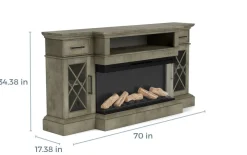 Harbor Console W/ Fireplace Insert In Brown, 70 Inch