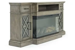 Harbor Console W/ Fireplace Insert In Brown, 70 Inch