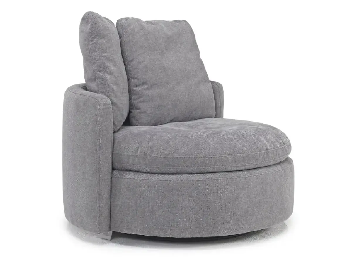 Harrison Swivel Chair In Helio Pewter 100
