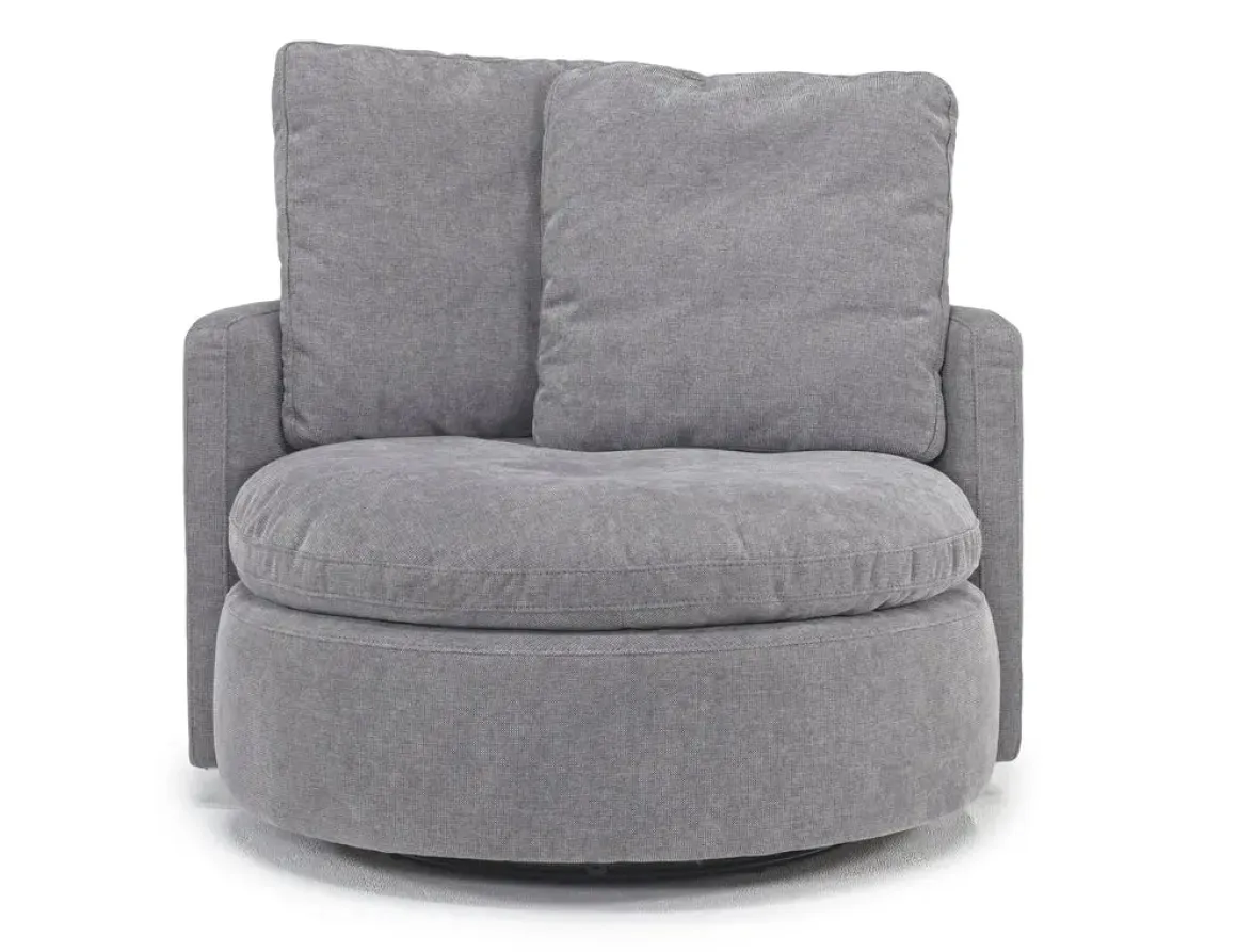 Harrison Swivel Chair In Helio Pewter 100