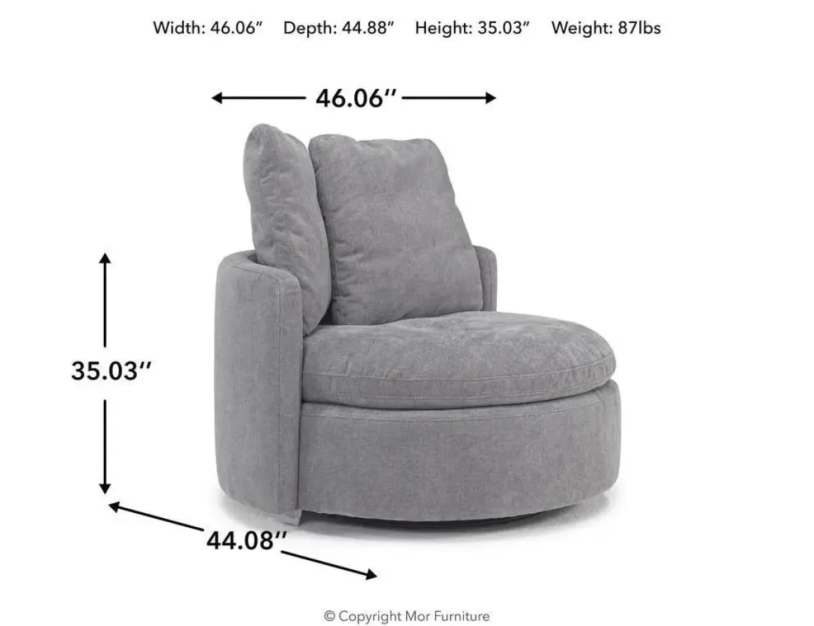 Harrison Swivel Chair In Helio Pewter 100