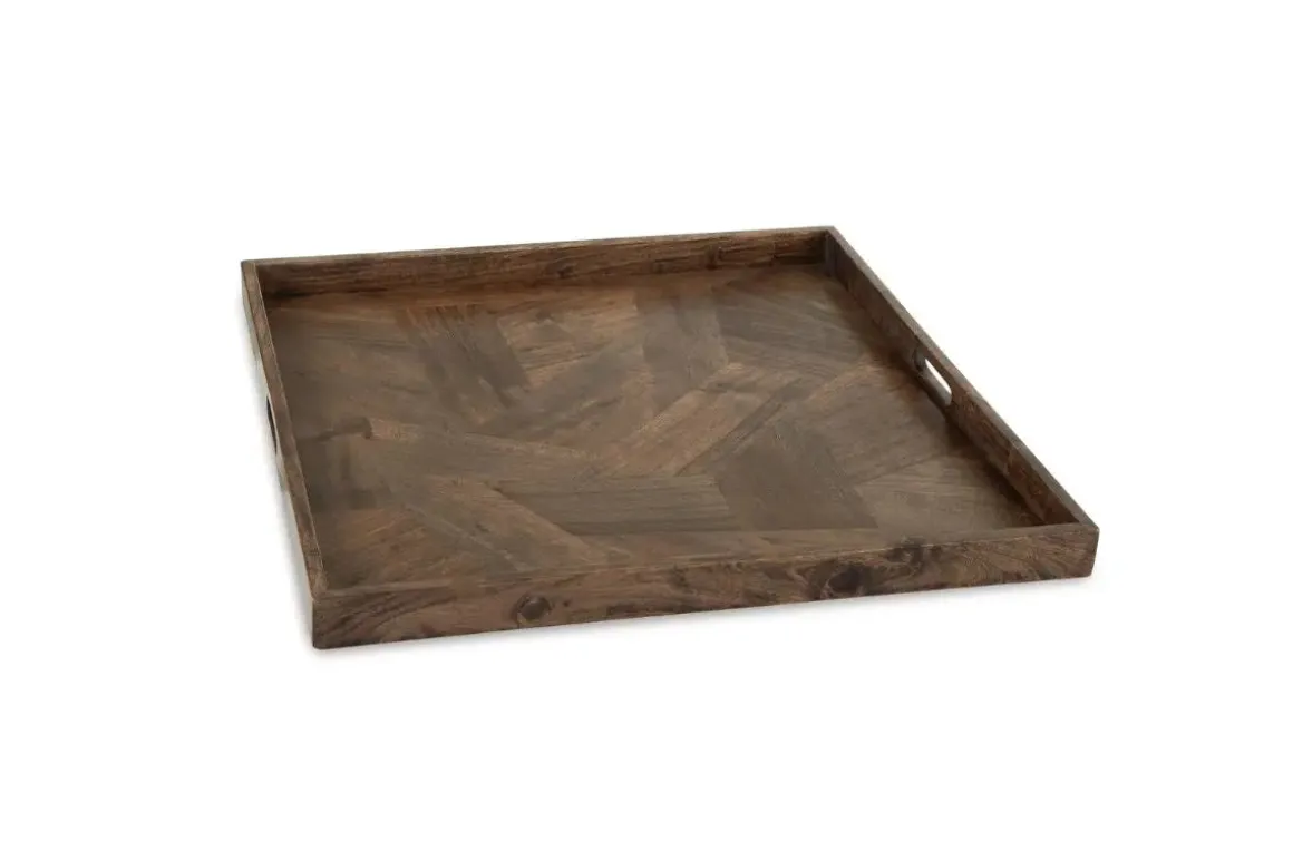 Heddford Tray In Honey Brown Finish