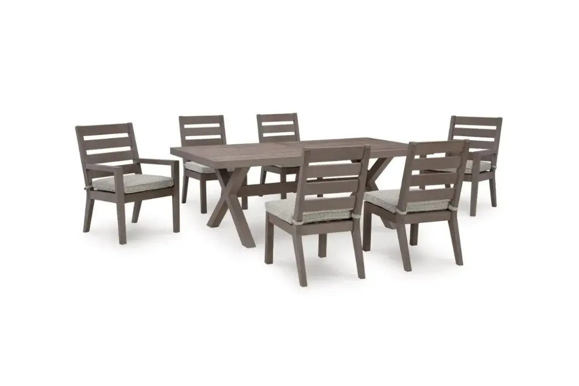 Hillside Barn Outdoor Dining Table, 4 Side Chairs & 2 Arm Chairs In Gray/Brown