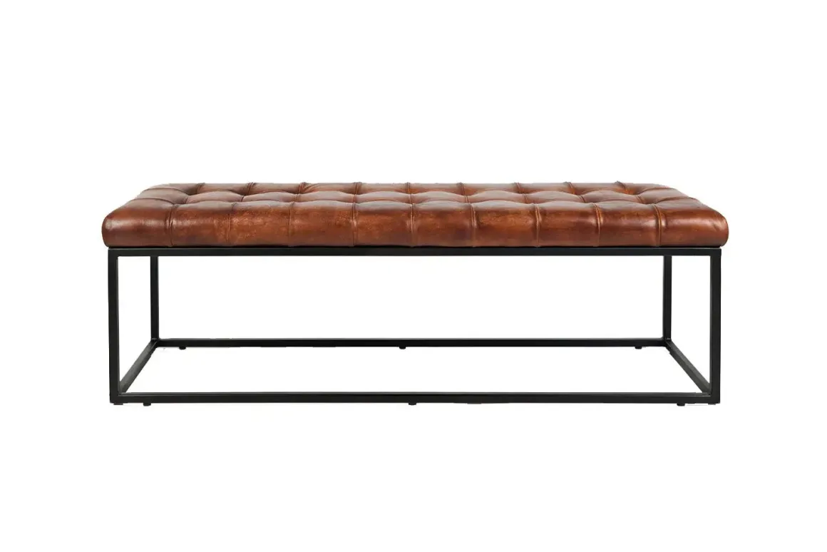 Hogan Tuft Bench In Sienna Leather