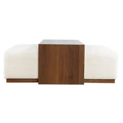 Hudson Cockatil Ottoman W/ Table In White