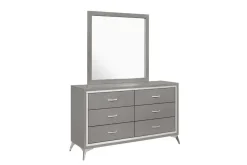 Huxley Panel Bed, Dresser, Mirror & Nightstand In Gray, Full