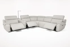Imperial 6 Piece 2 Power Sectional W/ 2 Power Armless Recliner In Blanca Light Gray Leather