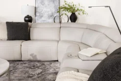 Imperial 6 Piece 2 Power Sectional In Blanca Light Gray Leather