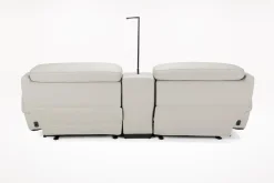 Imperial 2 Power Console Loveseat In Blanca Light Gray Leather