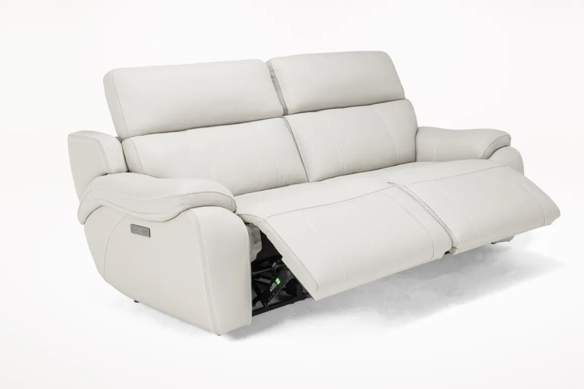 Imperial 2 Power Loveseat In Blanca Light Gray Leather
