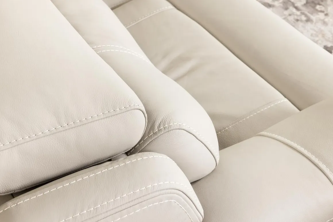 Imperial 2 Power Loveseat In Blanca Light Gray Leather