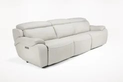 Imperial 2 Power Sofa & Loveseat In Blanca Light Gray Leather