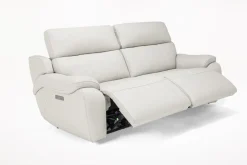 Imperial 2 Power Sofa & Loveseat In Blanca Light Gray Leather