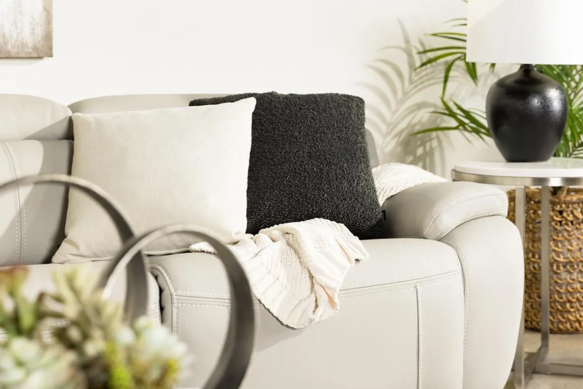 Imperial 2 Power Sofa & Loveseat In Blanca Light Gray Leather