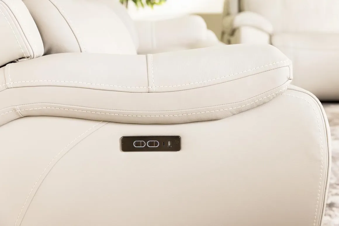 Imperial 2 Power Sofa & Loveseat In Blanca Light Gray Leather