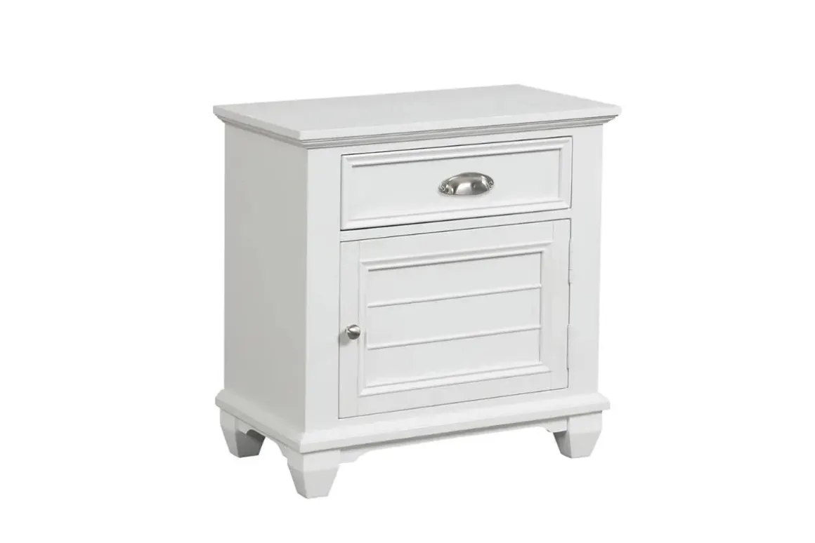 Jamestown Panel Bed, Dresser, Mirror & Nightstand In White, Queen