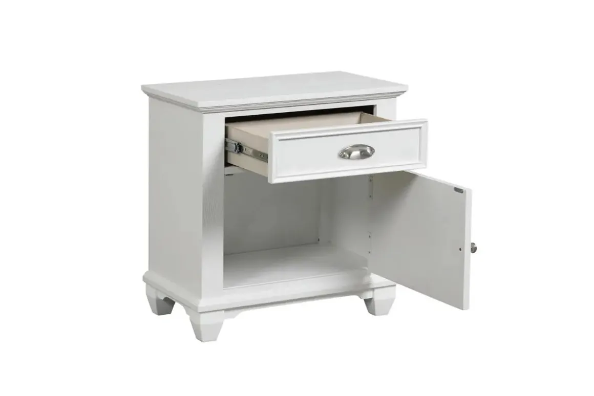 Jamestown Panel Bed, Dresser, Mirror & Nightstand In White, Queen