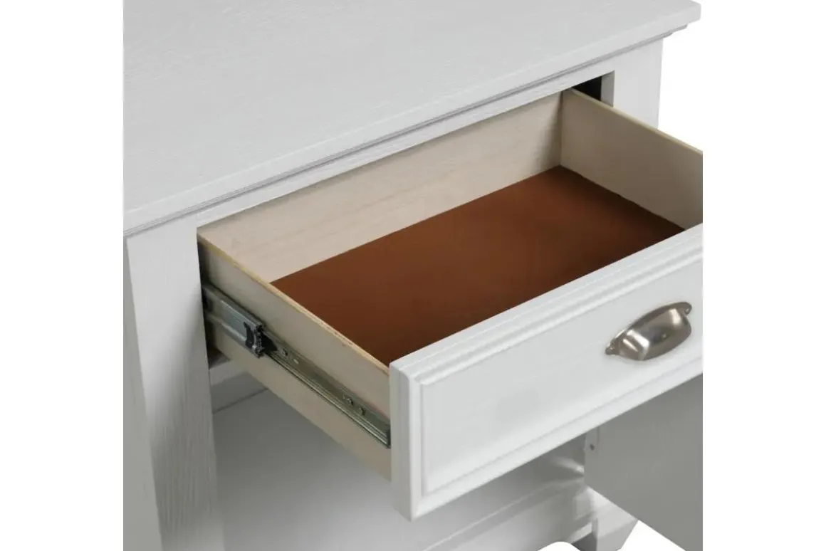 Jamestown Panel Bed, Dresser, Mirror & Nightstand In White, Queen