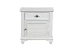 Jamestown Panel Bed, Dresser, Mirror & Nightstand In White, Queen