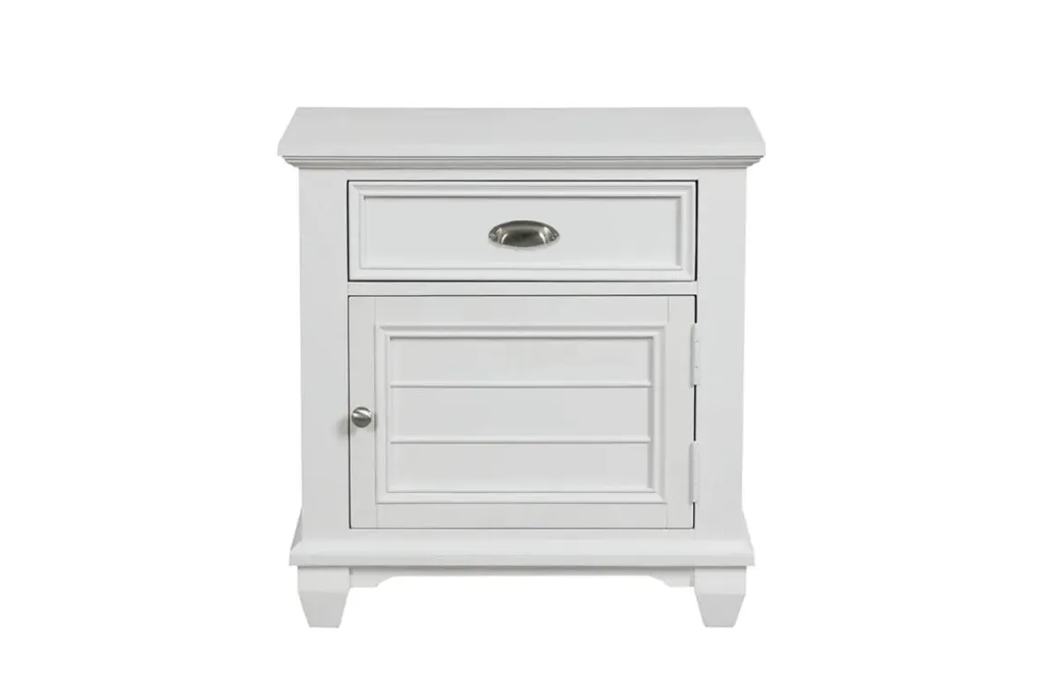 Jamestown Panel Bed, Dresser, Mirror & Nightstand In White, Queen