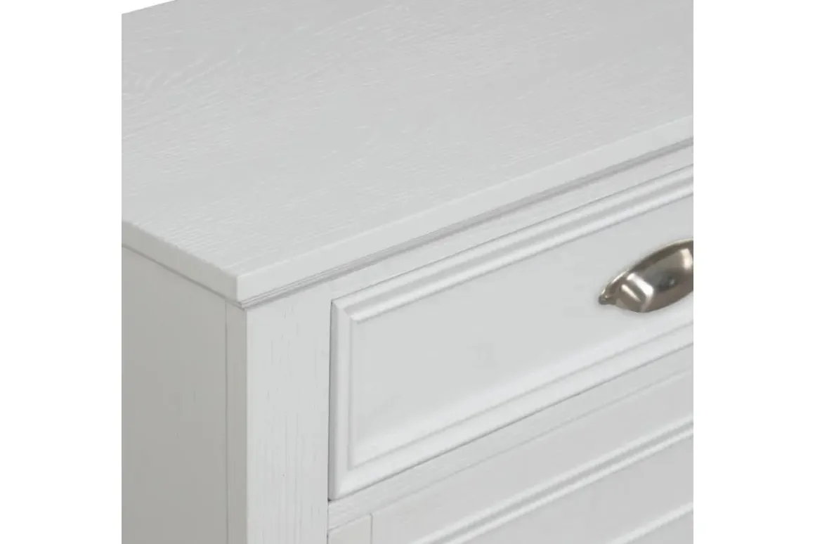 Jamestown Panel Bed, Dresser, Mirror & Nightstand In White, Queen