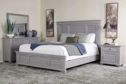 Jamestown Panel Bed, Dresser, Mirror & Nightstand In White, Queen