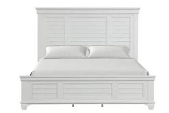 Jamestown Panel Bed, Dresser, Mirror & Nightstand In White, Queen