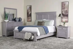 Jamestown Storage Bed, Dresser, Mirror & Nightstand In White, Queen