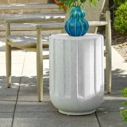 Jane Outdoor Round Accent Table In White