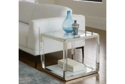 Jasper End Table In Glass/Stainless Steel