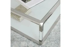 Jasper End Table In Glass/Stainless Steel