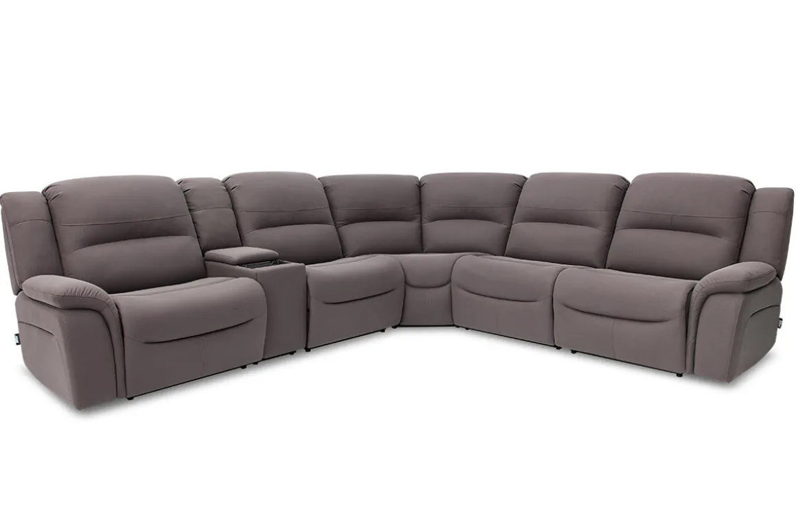 Jaxon 6 Piece 2 Power Sectional With 2 Power Armless Recliner In Mushroom