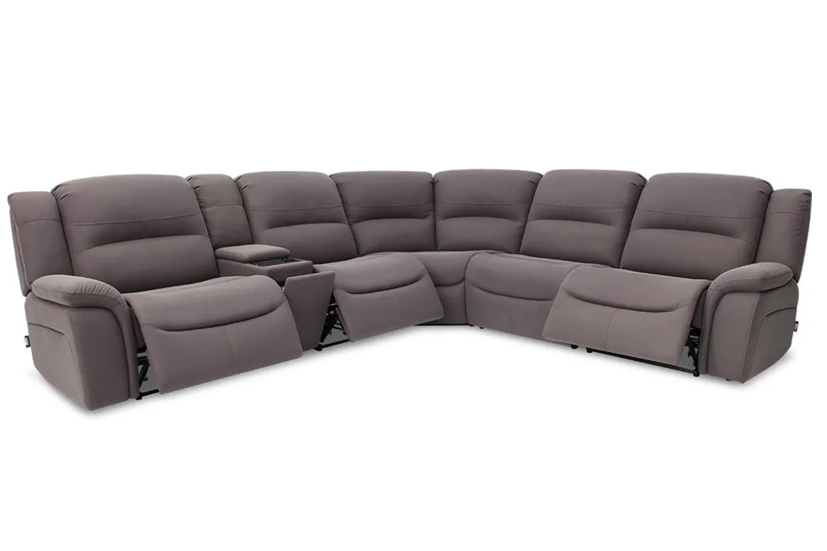 Jaxon 6 Piece 2 Power Sectional With 2 Power Armless Recliner In Mushroom