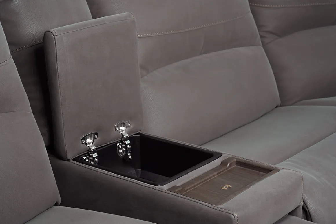 Jaxon 6 Piece 2 Power Sectional With 2 Power Armless Recliner In Mushroom